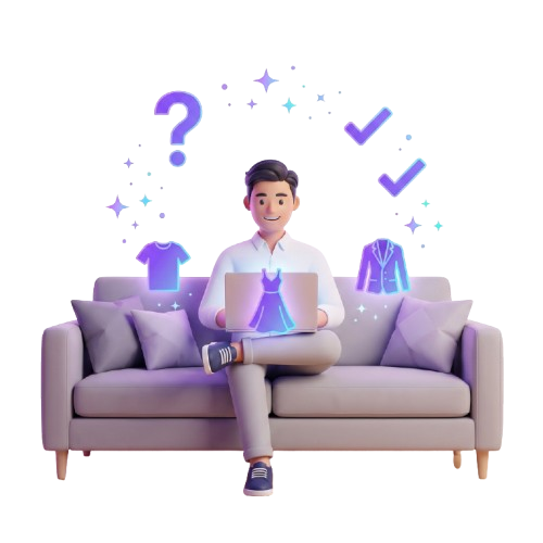 Fashion marketer using the Vtry AI fashion photo studio on a laptop